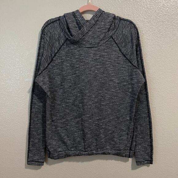 Lululemon Hoodie Womens Size 8 Black White Heathered Hooded Knit Gym Athletic - Picture 3 of 11
